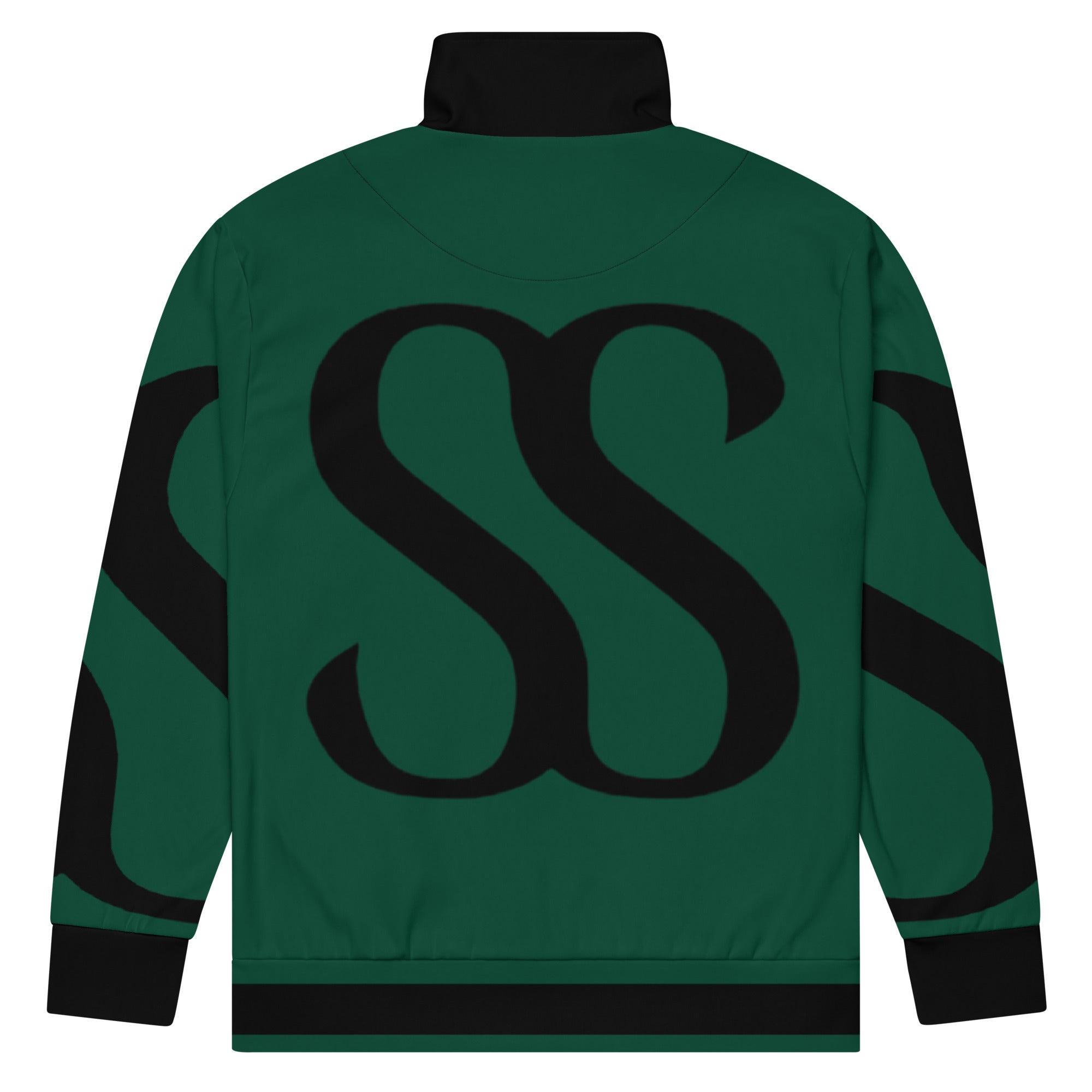 SAVANT NOIR British racing green jacket with black logo on back and black cuffs