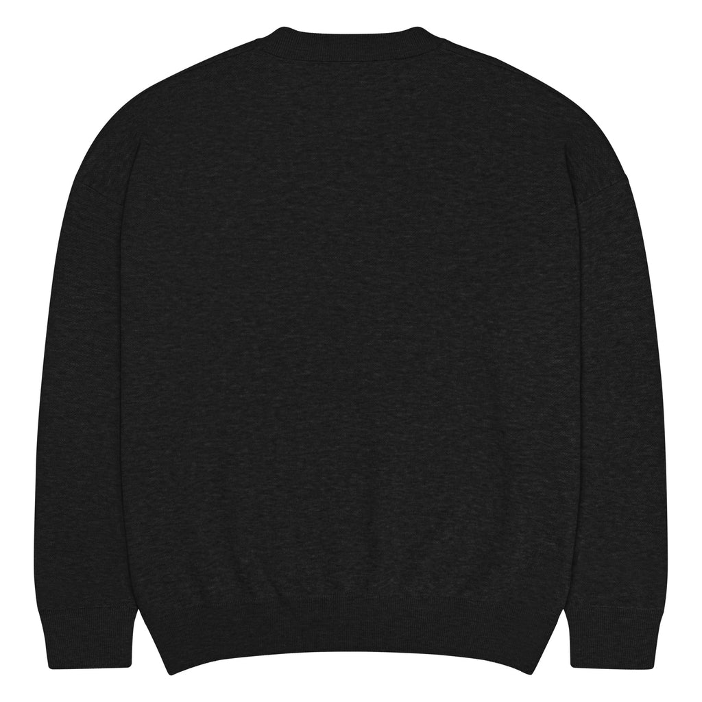 SAVANT NOIR black luxury knit sweater with long sleeves and ribbed cuffs back view