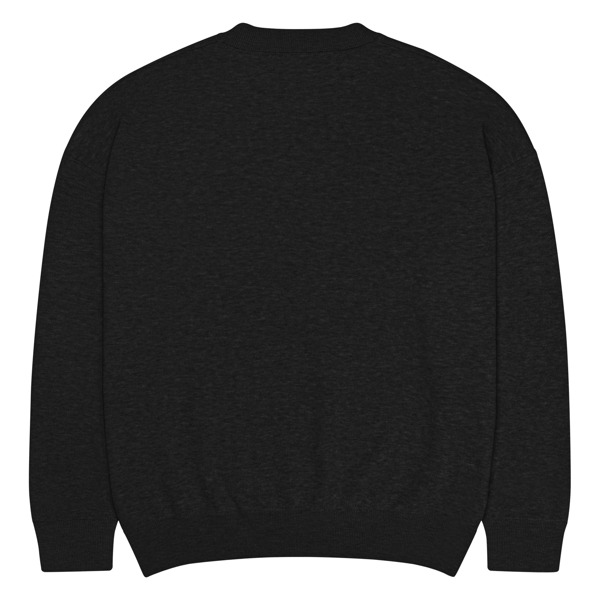 SAVANT NOIR black luxury knit sweater with long sleeves and ribbed cuffs back view