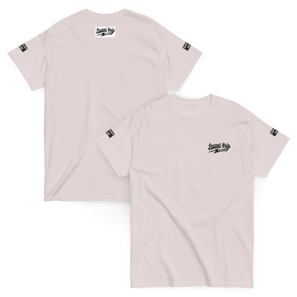 SAVANT NOIR exclusive Paris classic tee in light pink with logo on chest and back label