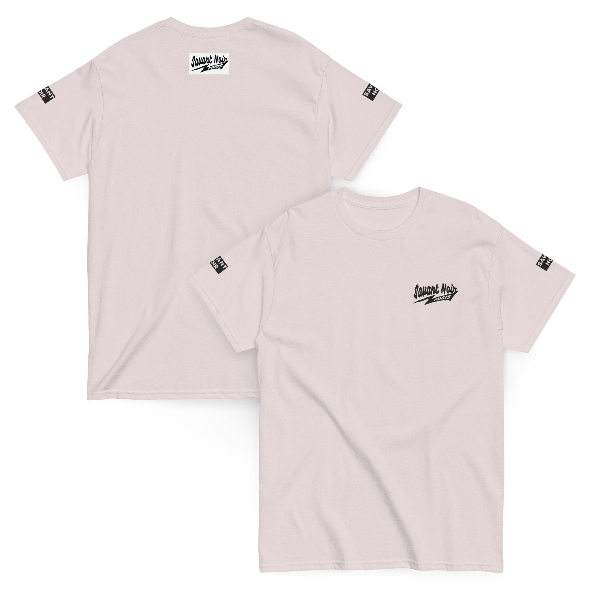 SAVANT NOIR exclusive Paris classic tee in light pink with logo on chest and back label