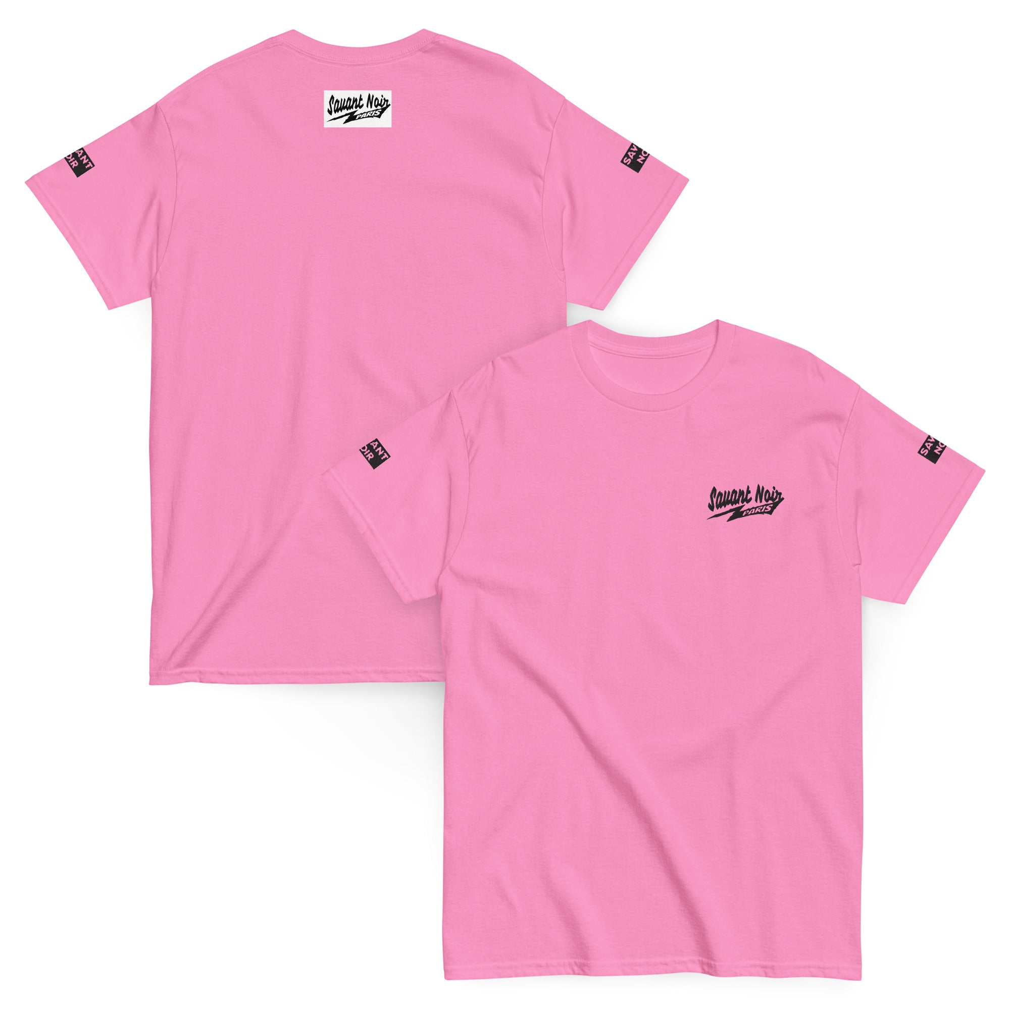 SAVANT NOIR pink exclusive Paris classic tee with logo print on front and back