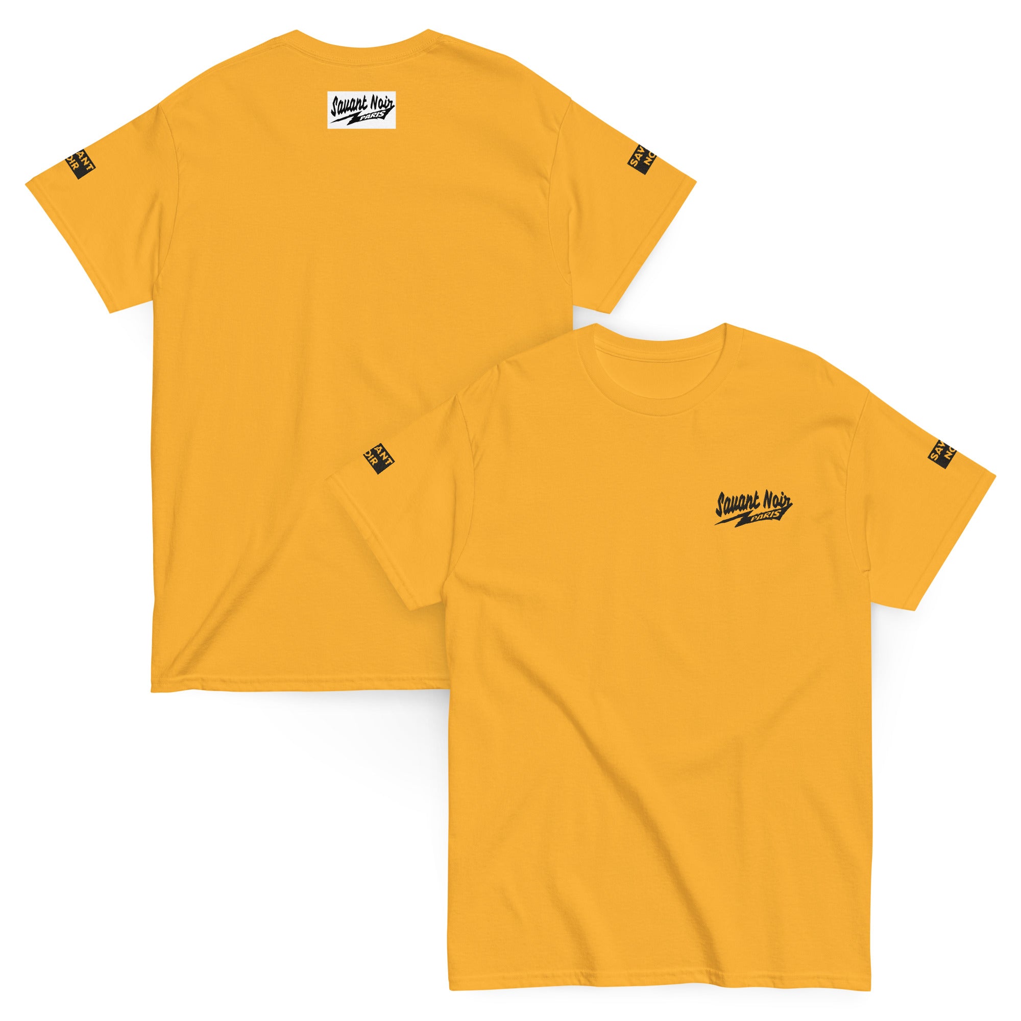 Yellow exclusive Paris classic tee by SAVANT NOIR with logo on front chest and back neck