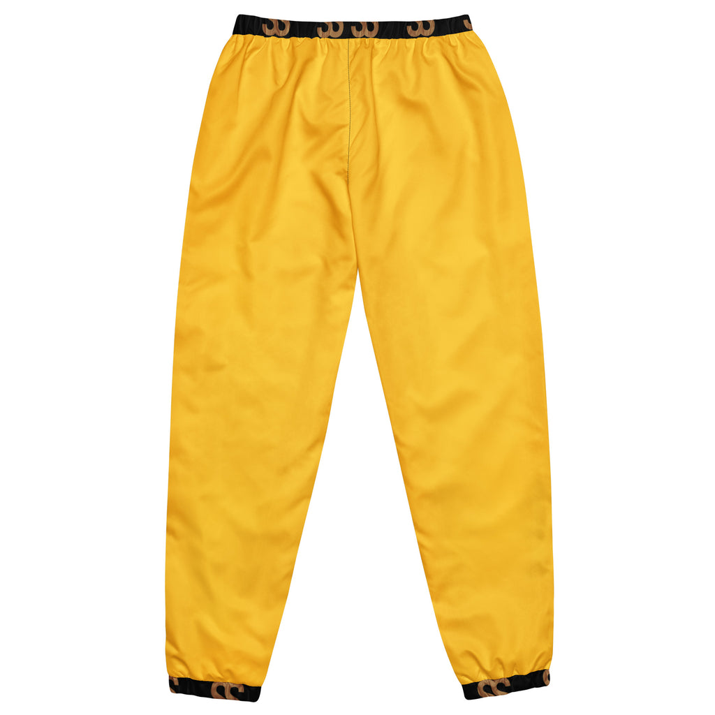 SAVANT NOIR high-end yellow track pants with black elastic waistband and cuffs
