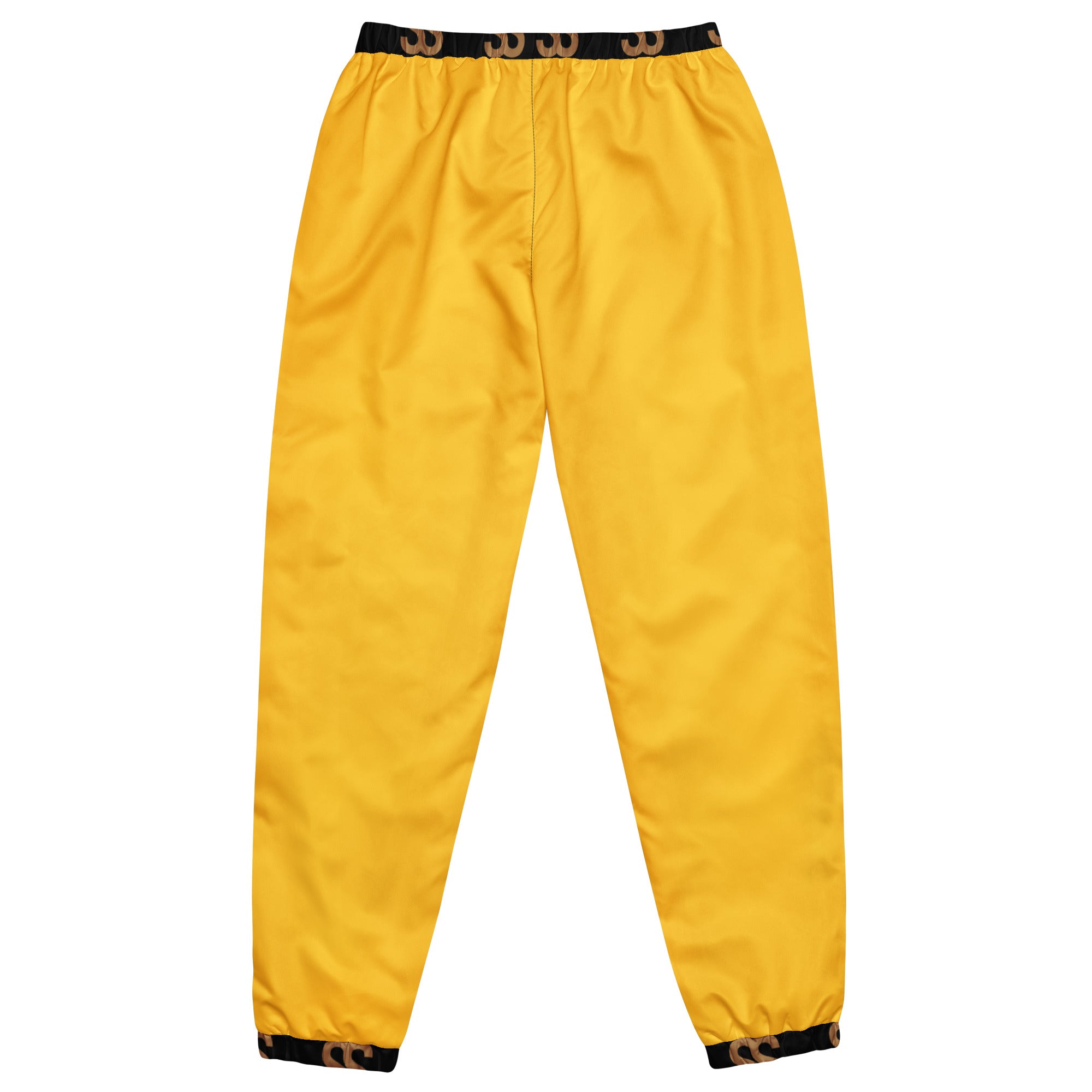 SAVANT NOIR high-end yellow track pants with black elastic waistband and cuffs