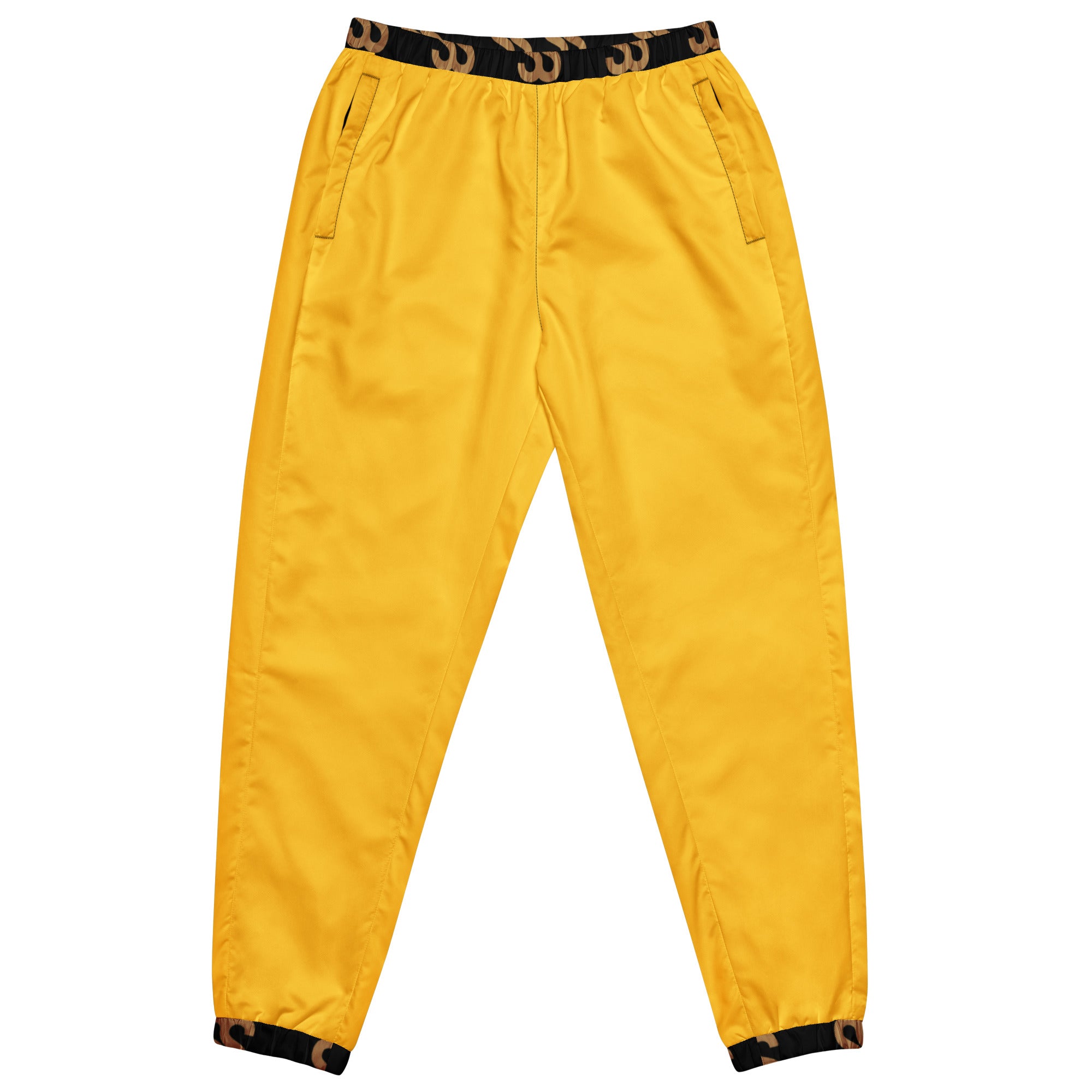 SAVANT NOIR high-end yellow track pants with black elastic waistband and cuff details
