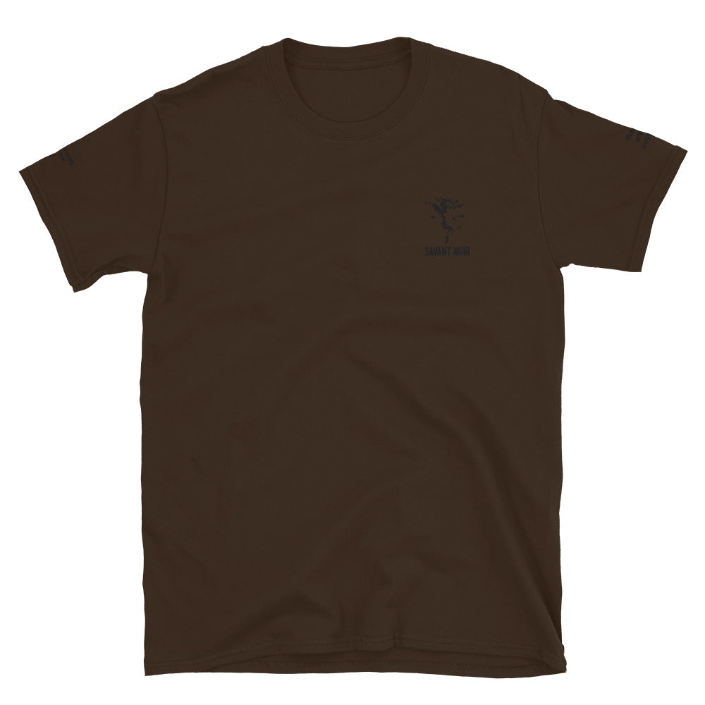 Dark brown Les Anges Veillent Sur Moi shirt by SAVANT NOIR with small logo on chest