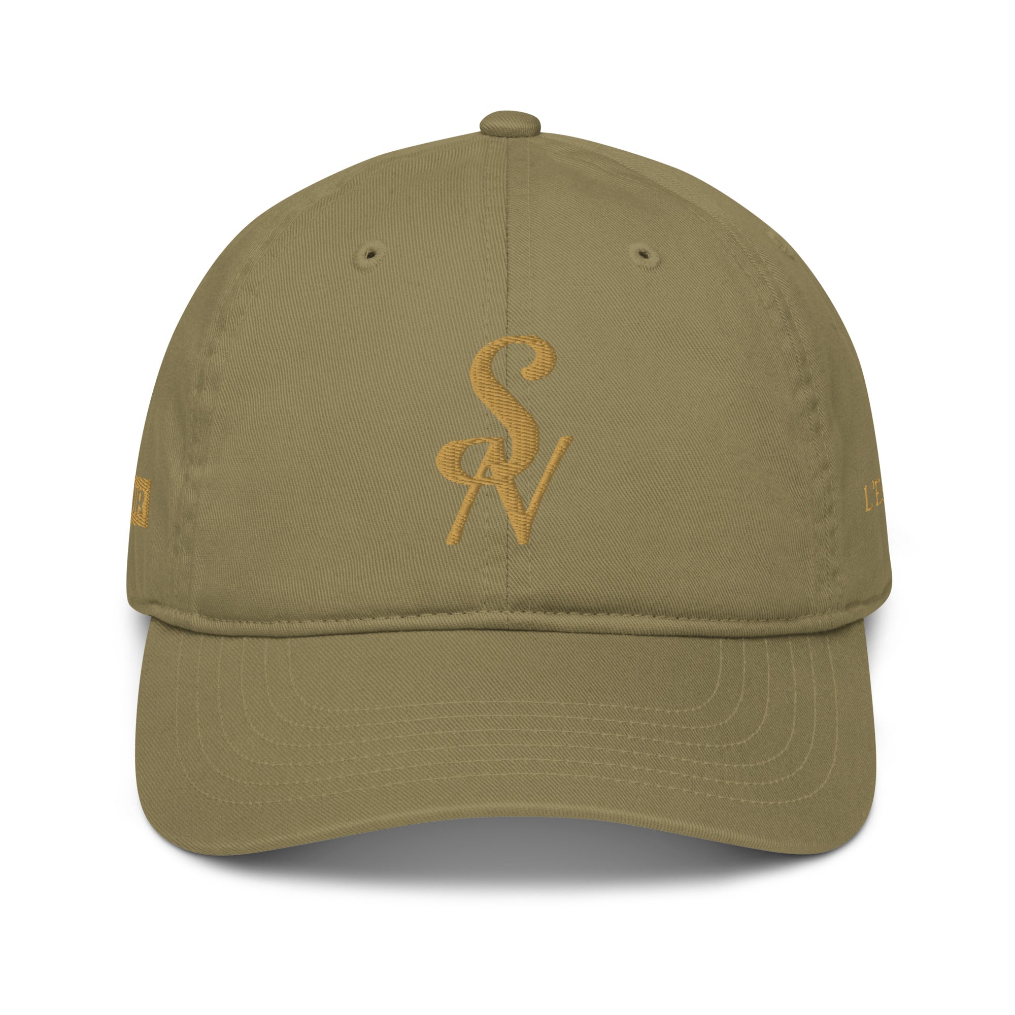 SAVANT NOIR organic cotton luxury cap in olive with embroidered logo on front
