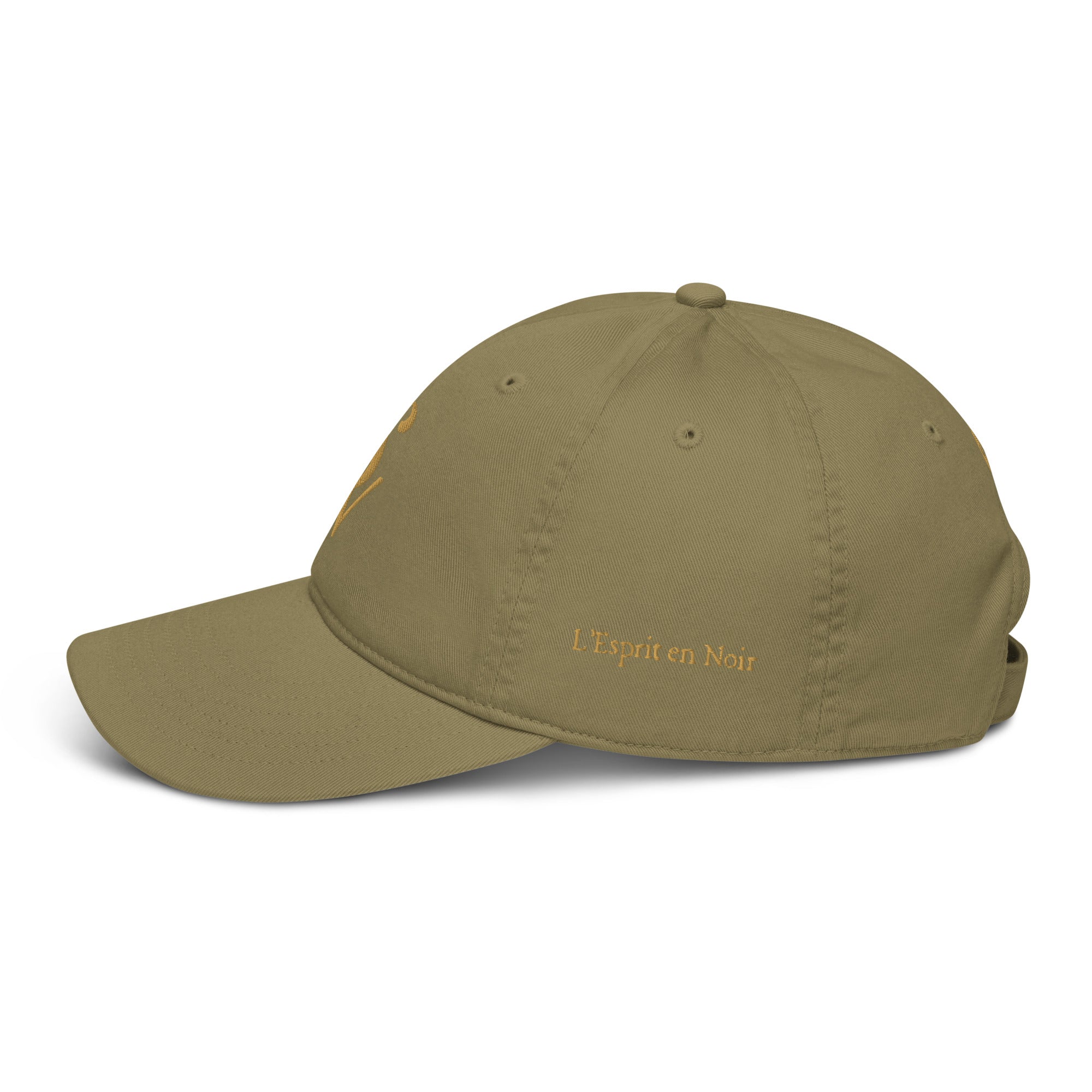 SAVANT NOIR olive organic cotton luxury cap with embroidered logo and adjustable back strap