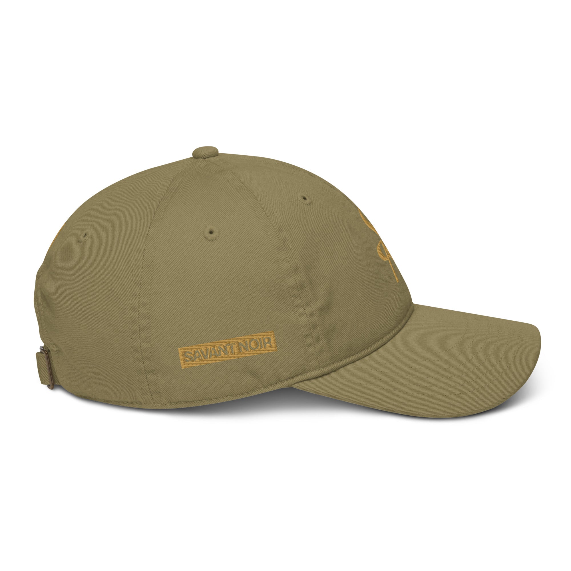 SAVANT NOIR organic cotton luxury cap in olive green with adjustable strap and embroidered logo