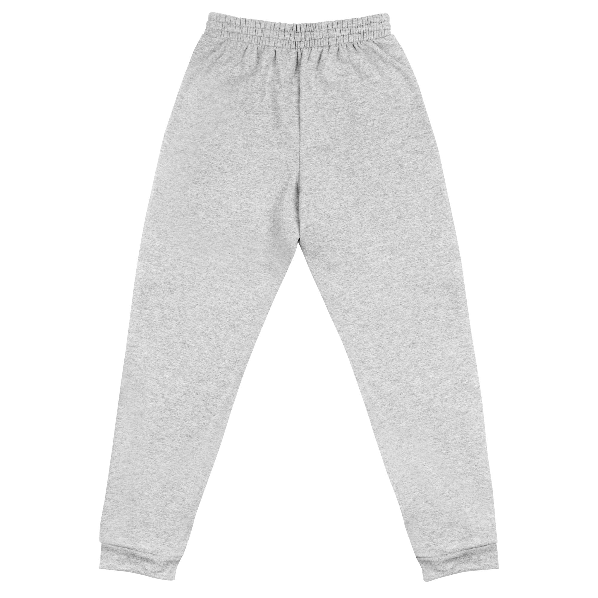Gray motion jogger sweatpants by SAVANT NOIR with elastic waistband and cuffed ankles