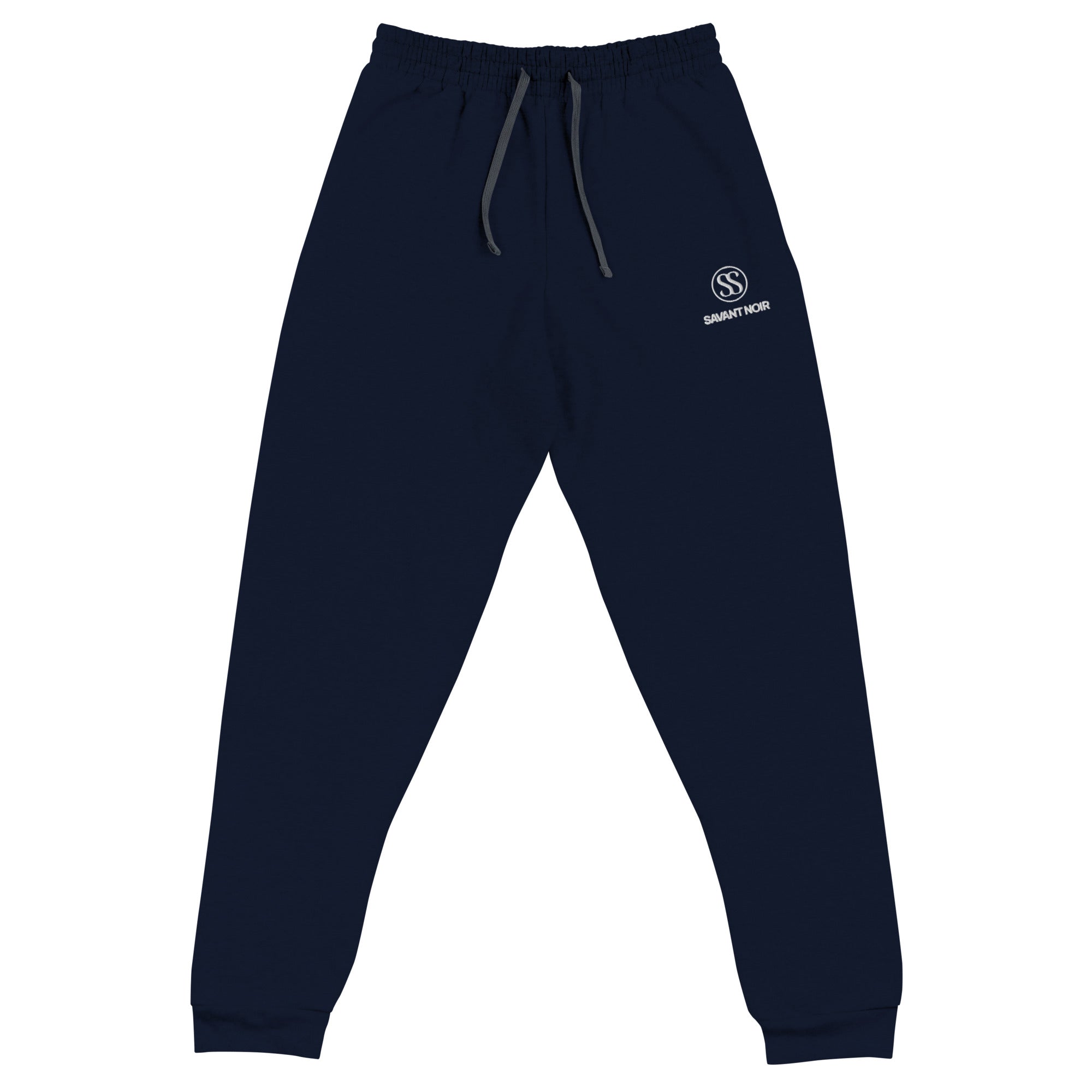 SAVANT NOIR navy blue motion jogger sweatpants with drawstring waist and logo detail