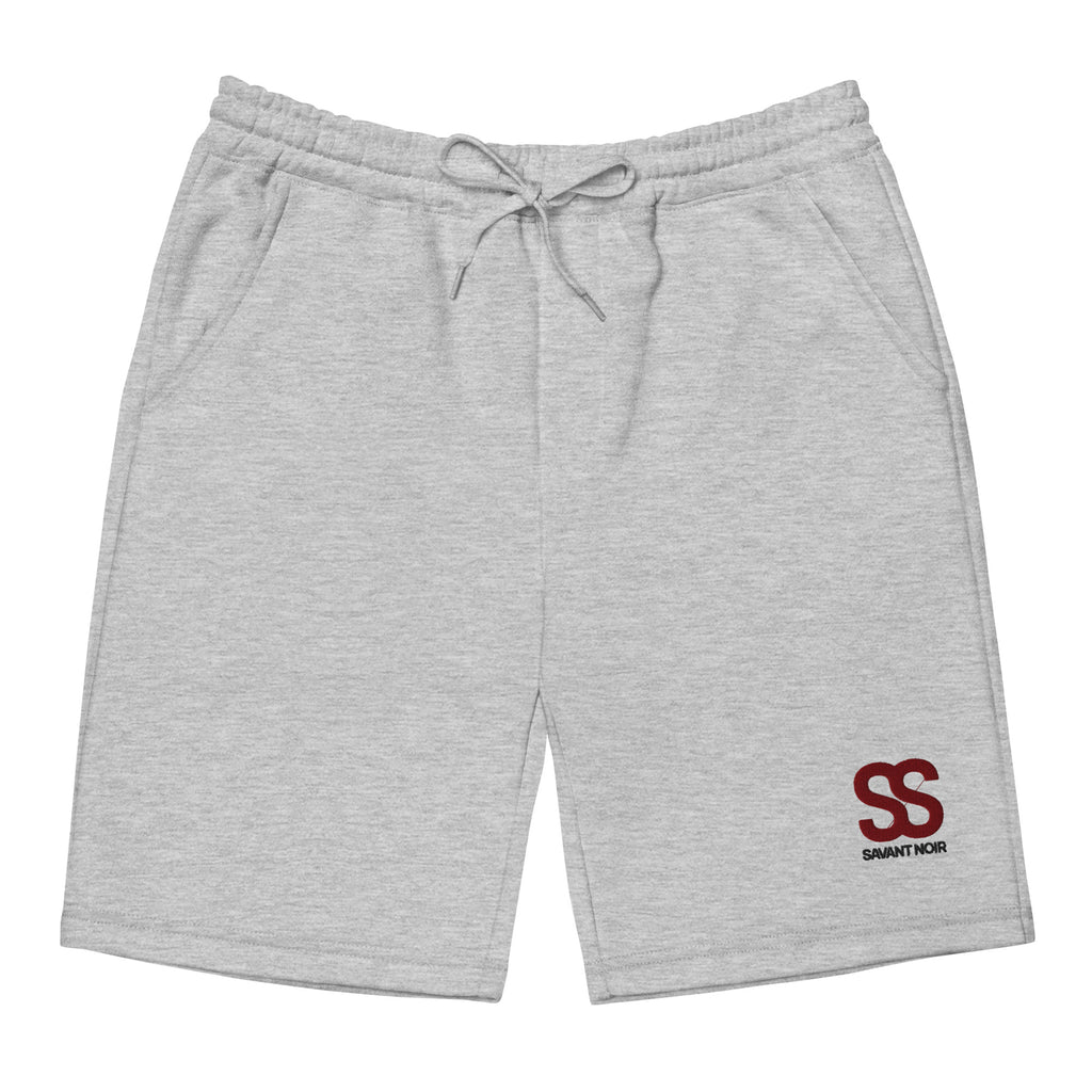 Savant Noir gray luxury fleece shorts with drawstring waist and side pockets