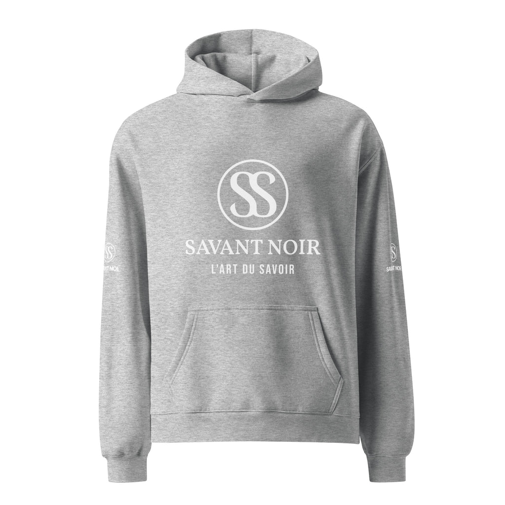 SAVANT NOIR high end French monogram sweatshirt in gray with white logo and front pocket