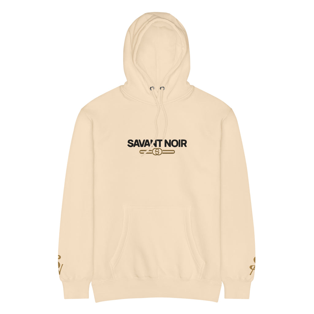 SAVANT NOIR luxury beige hoodie men with front logo and kangaroo pocket