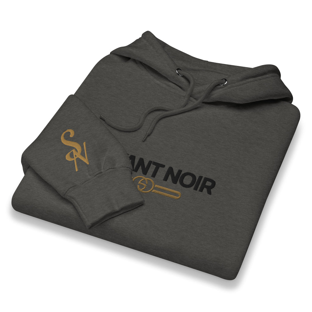 SAVANT NOIR luxury beige hoodie men folded with logo on chest and sleeve in stylish design