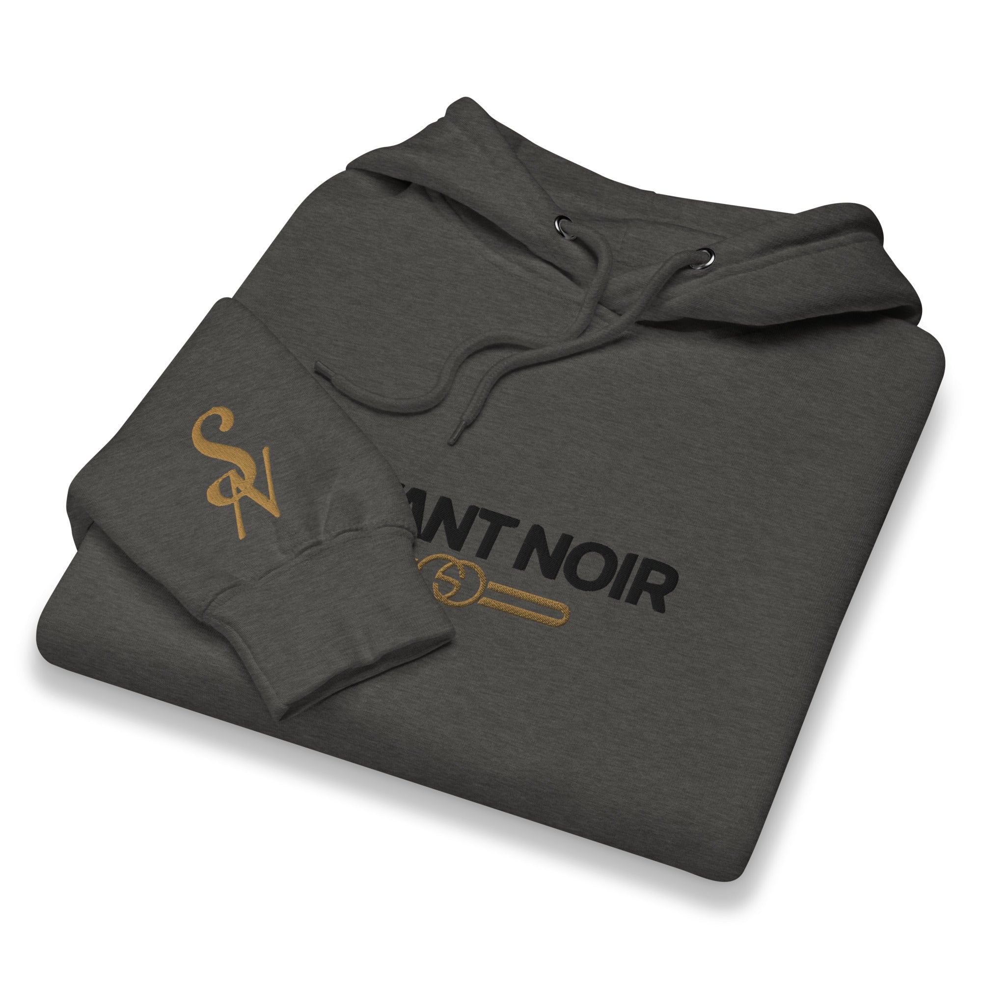 SAVANT NOIR luxury beige hoodie men folded with logo on chest and sleeve in stylish design