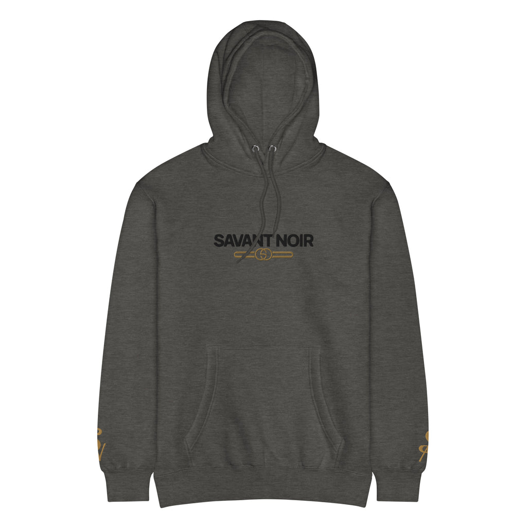 SAVANT NOIR luxury beige hoodie men in dark gray with front logo and drawstring hood