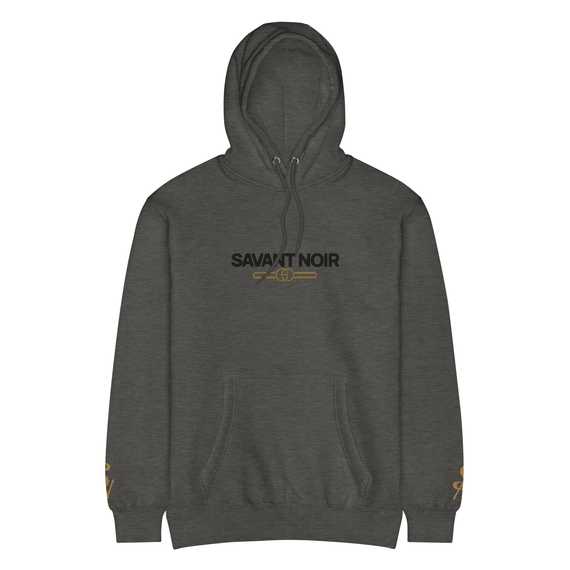SAVANT NOIR luxury beige hoodie men in dark gray with front logo and drawstring hood