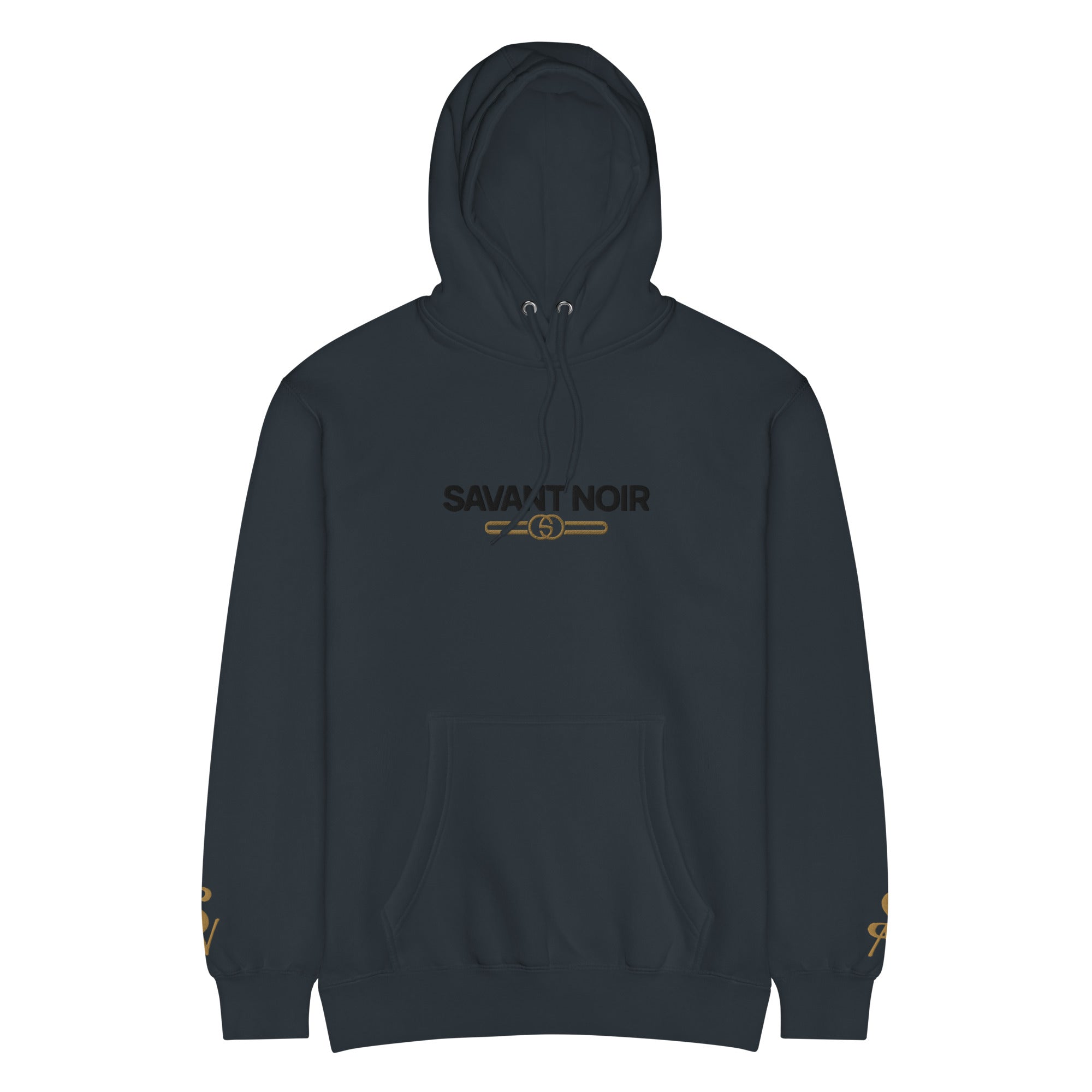SAVANT NOIR luxury beige hoodie men with front logo and drawstring hood in dark color