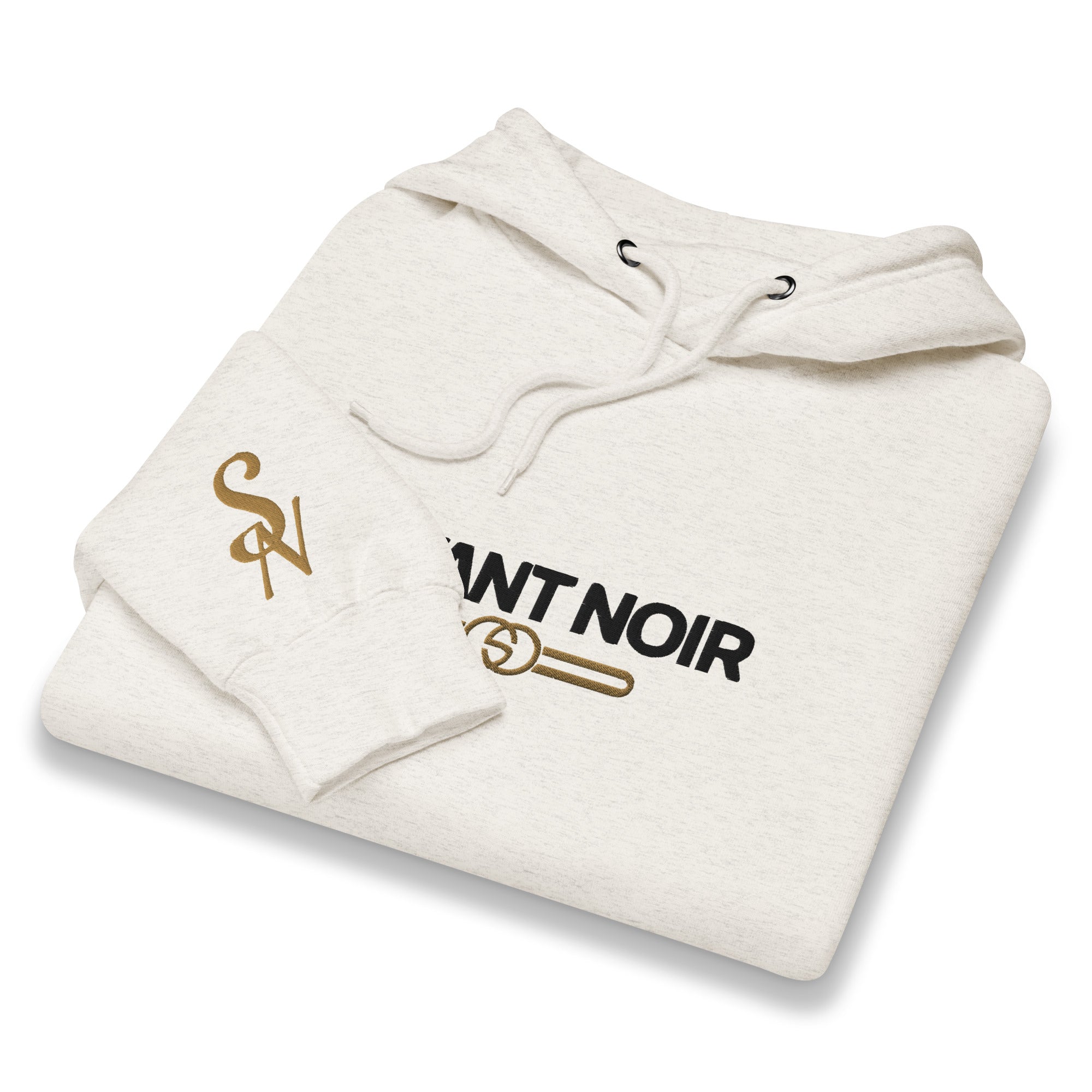 SAVANT NOIR luxury beige hoodie men folded with logo on chest and sleeve drawstring hood