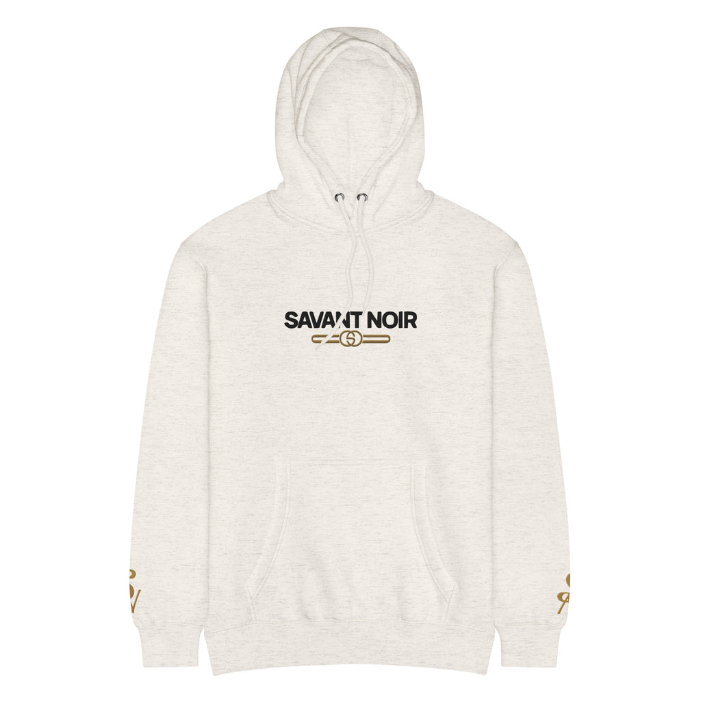 SAVANT NOIR luxury beige hoodie men with logo print and front pocket casual style