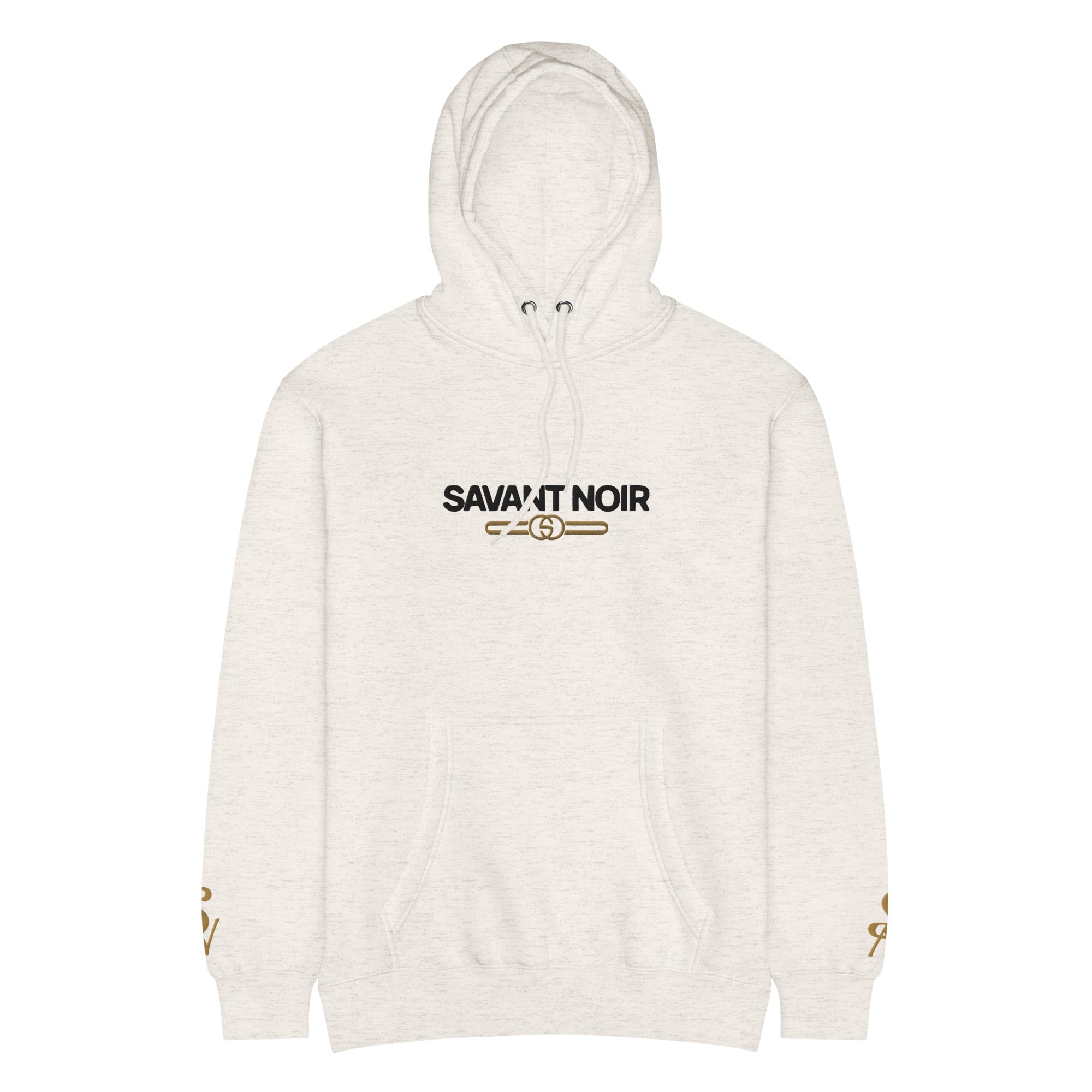 SAVANT NOIR luxury beige hoodie men with logo print and front pocket casual style