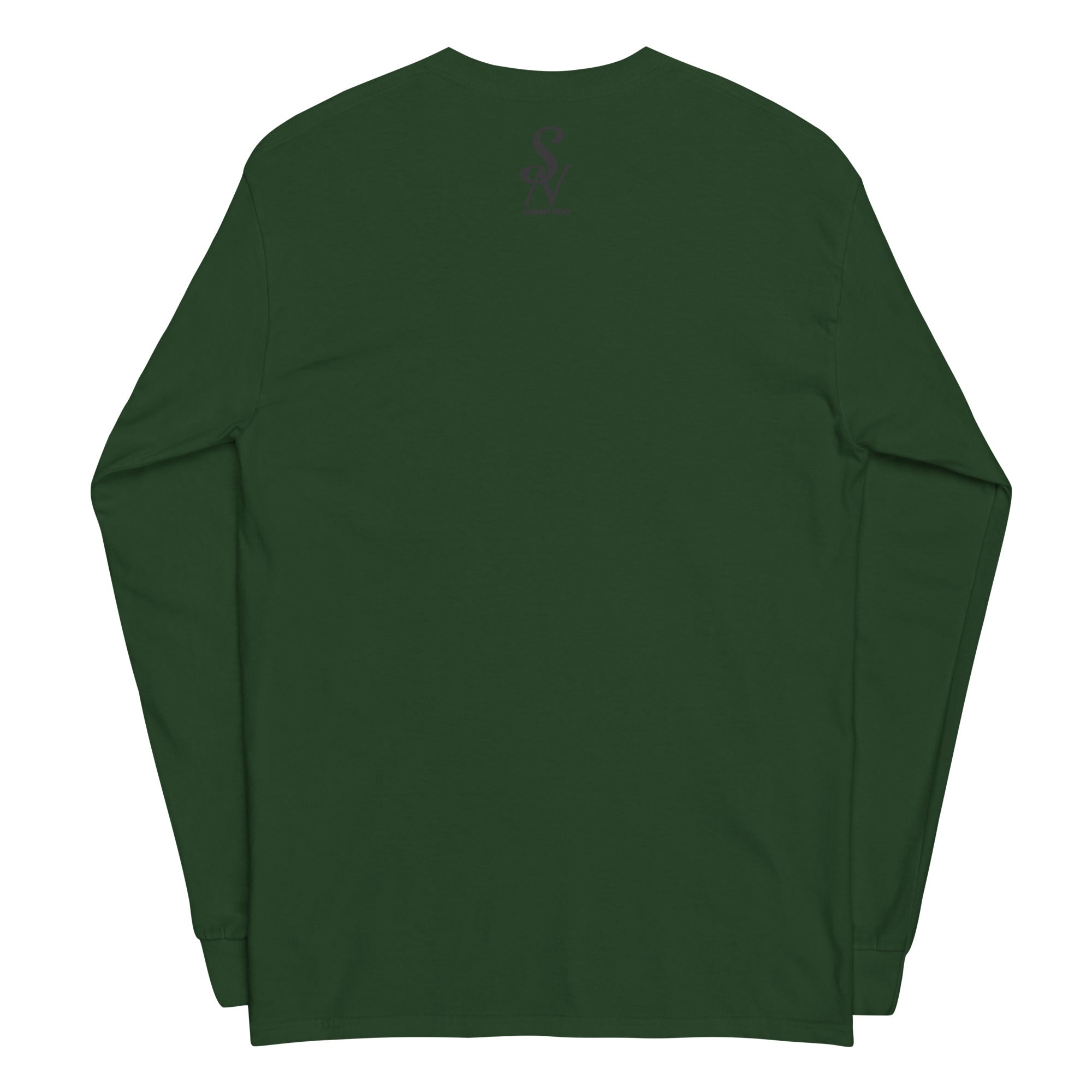 SAVANT NOIR dark green luxury streetwear long sleeve shirt with subtle back logo detail