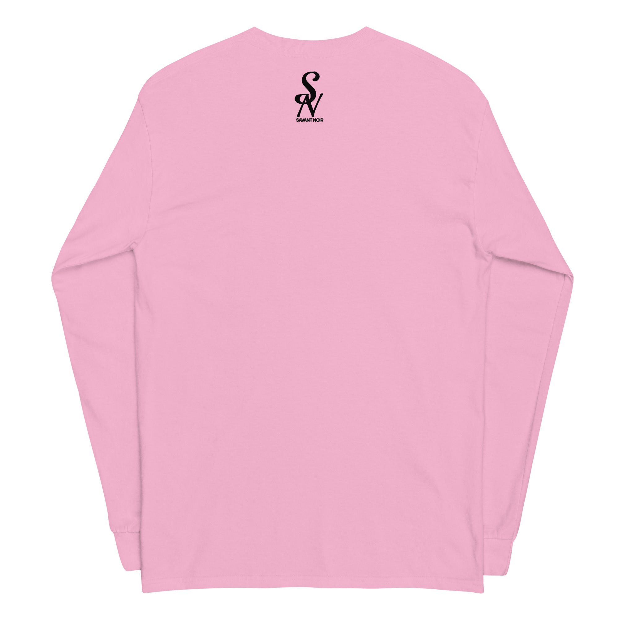 SAVANT NOIR pink luxury streetwear long sleeve shirt with black logo on back