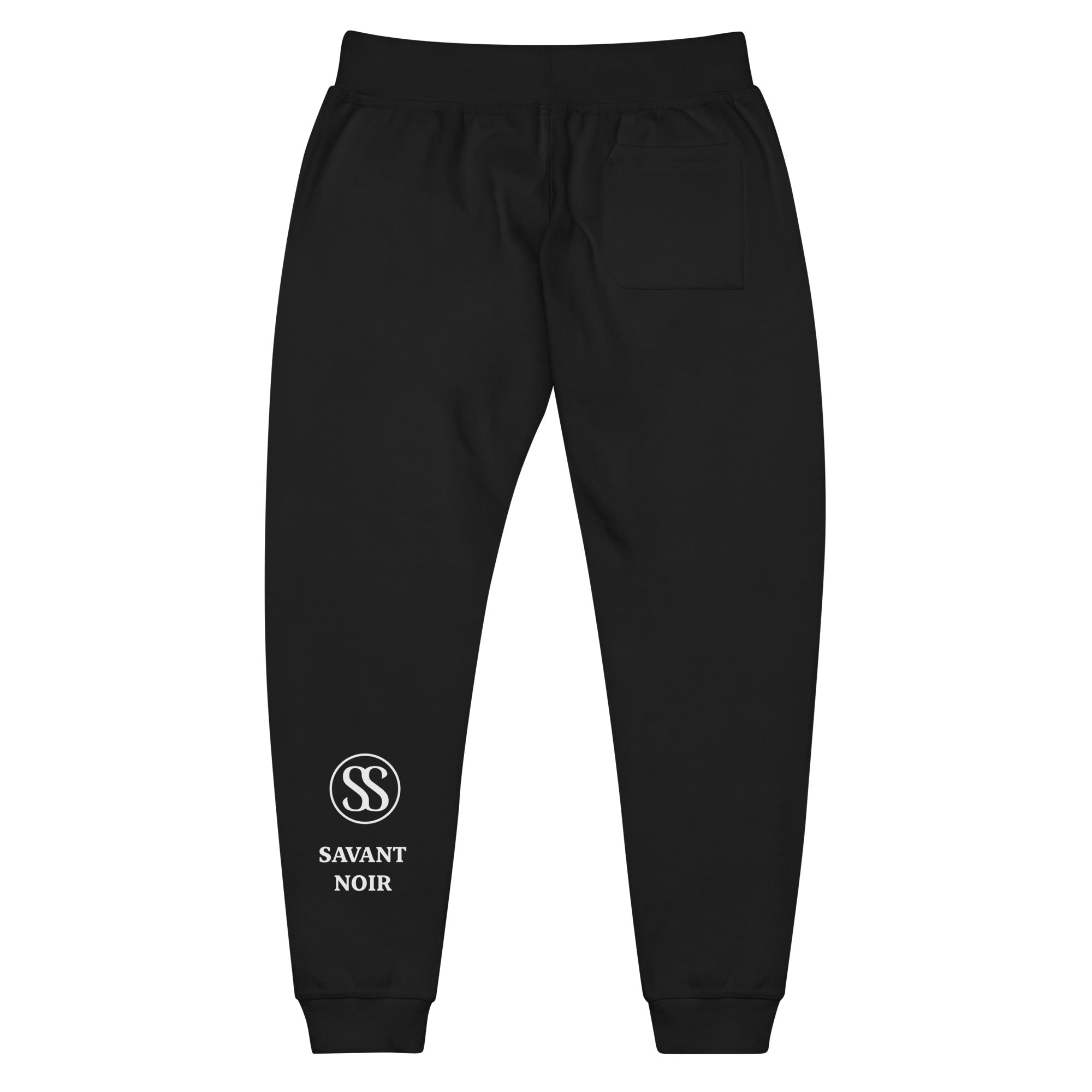 SAVANT NOIR black luxury streetwear quiet pants with logo print and elastic waistband