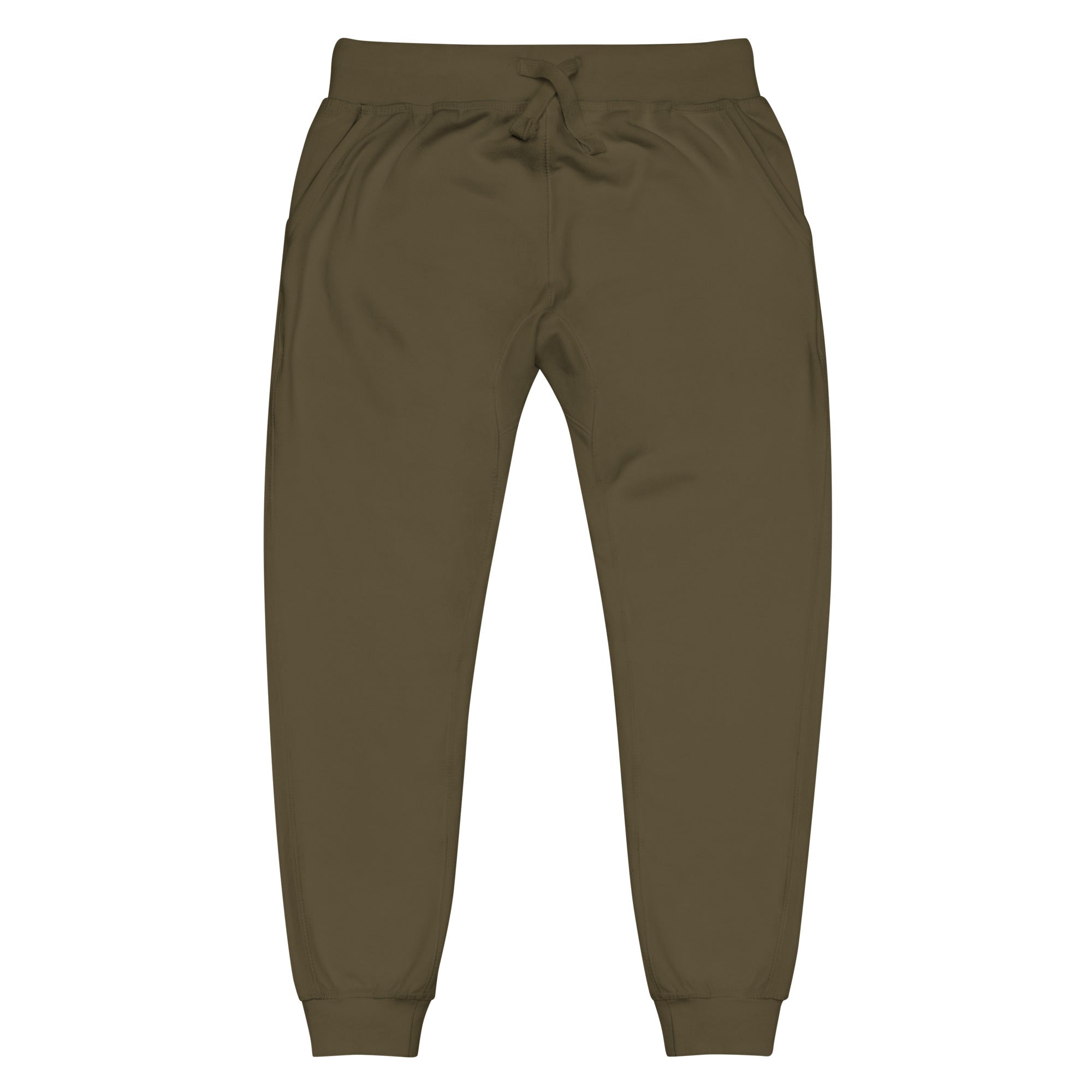 SAVANT NOIR olive green luxury streetwear quiet pants with drawstring waist and cuffed ankles