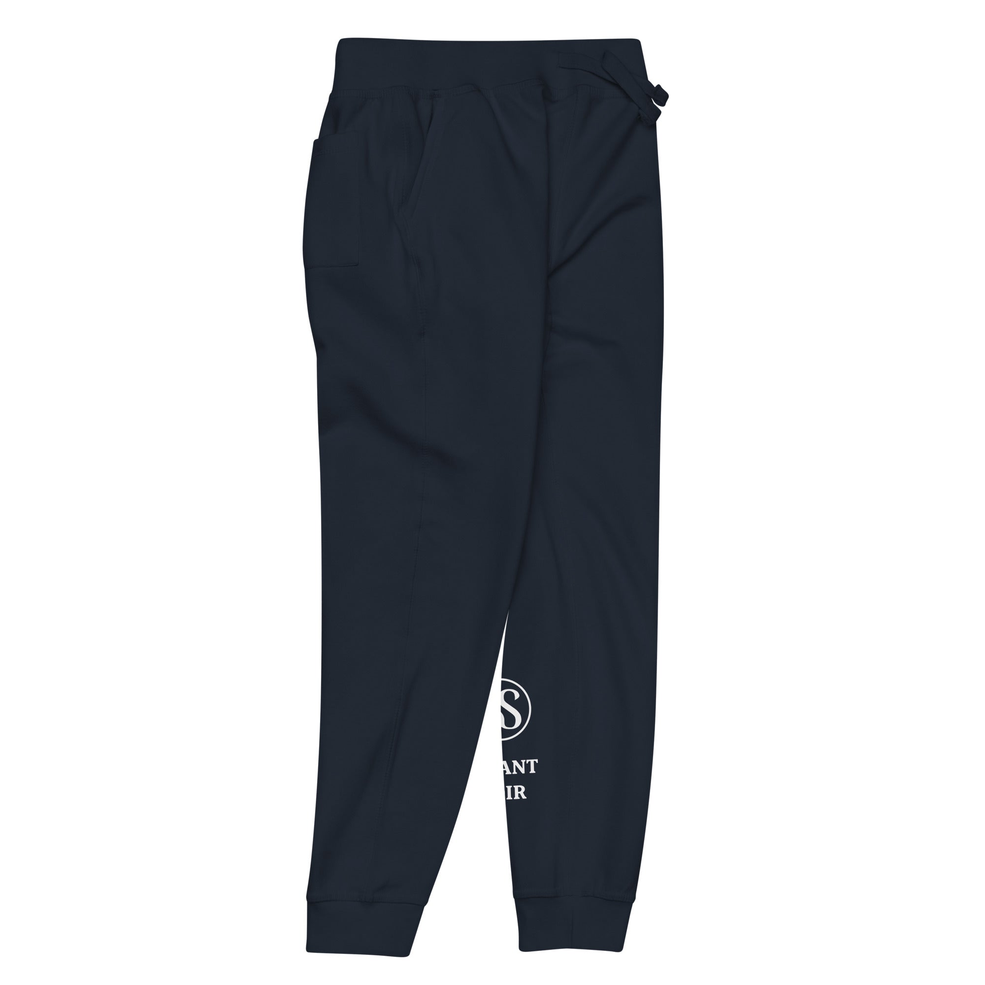 SAVANT NOIR black luxury streetwear quiet pants with elastic waistband and cuffed ankles