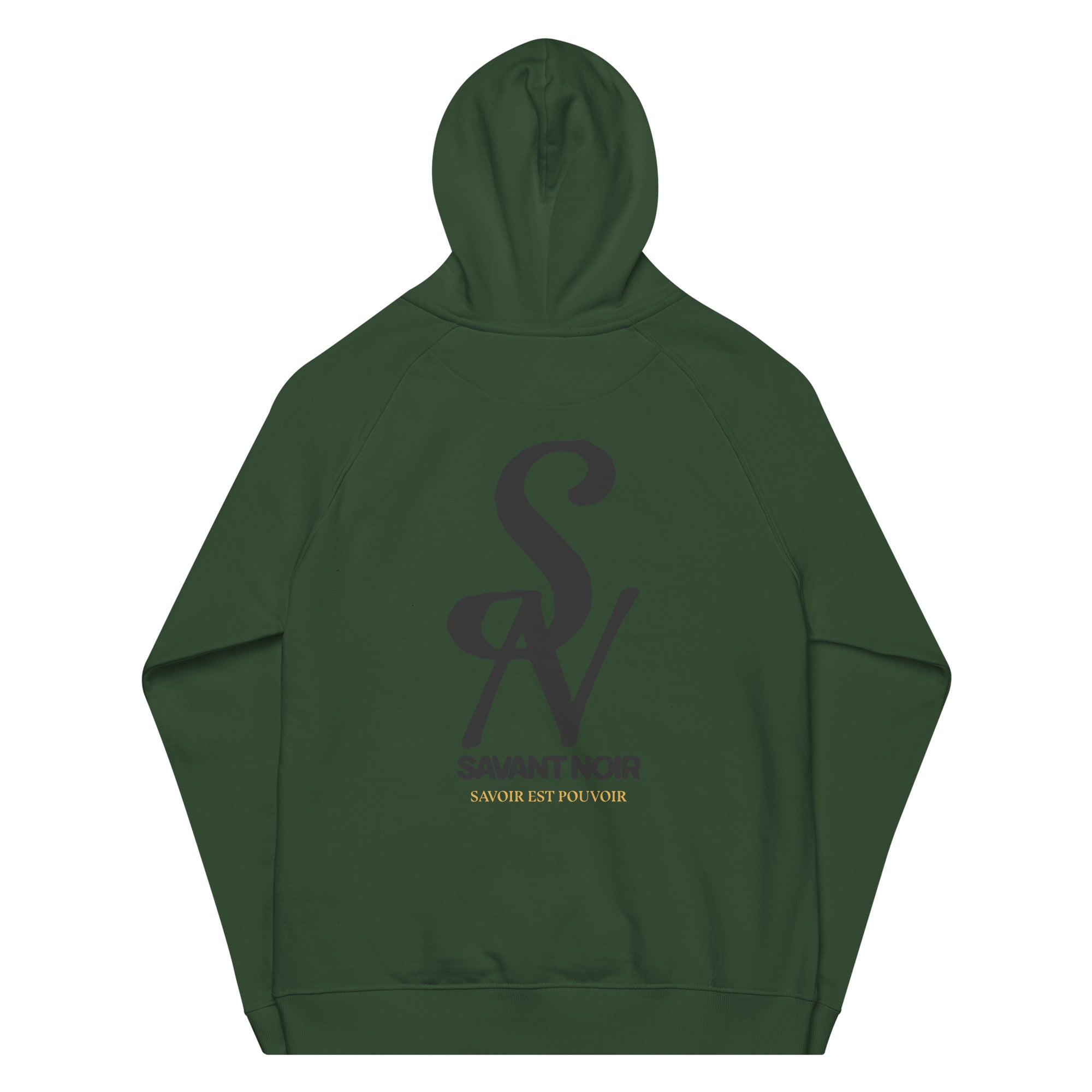 SAVANT NOIR luxury tiger print hoodie in dark green with logo and hood on the back