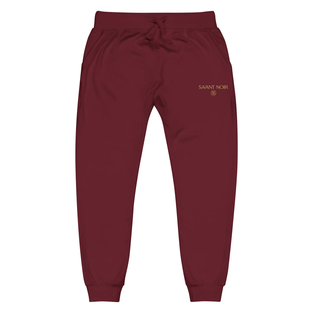 SAVANT NOIR burgundy refined modern essentials pants with drawstring waist and logo detail