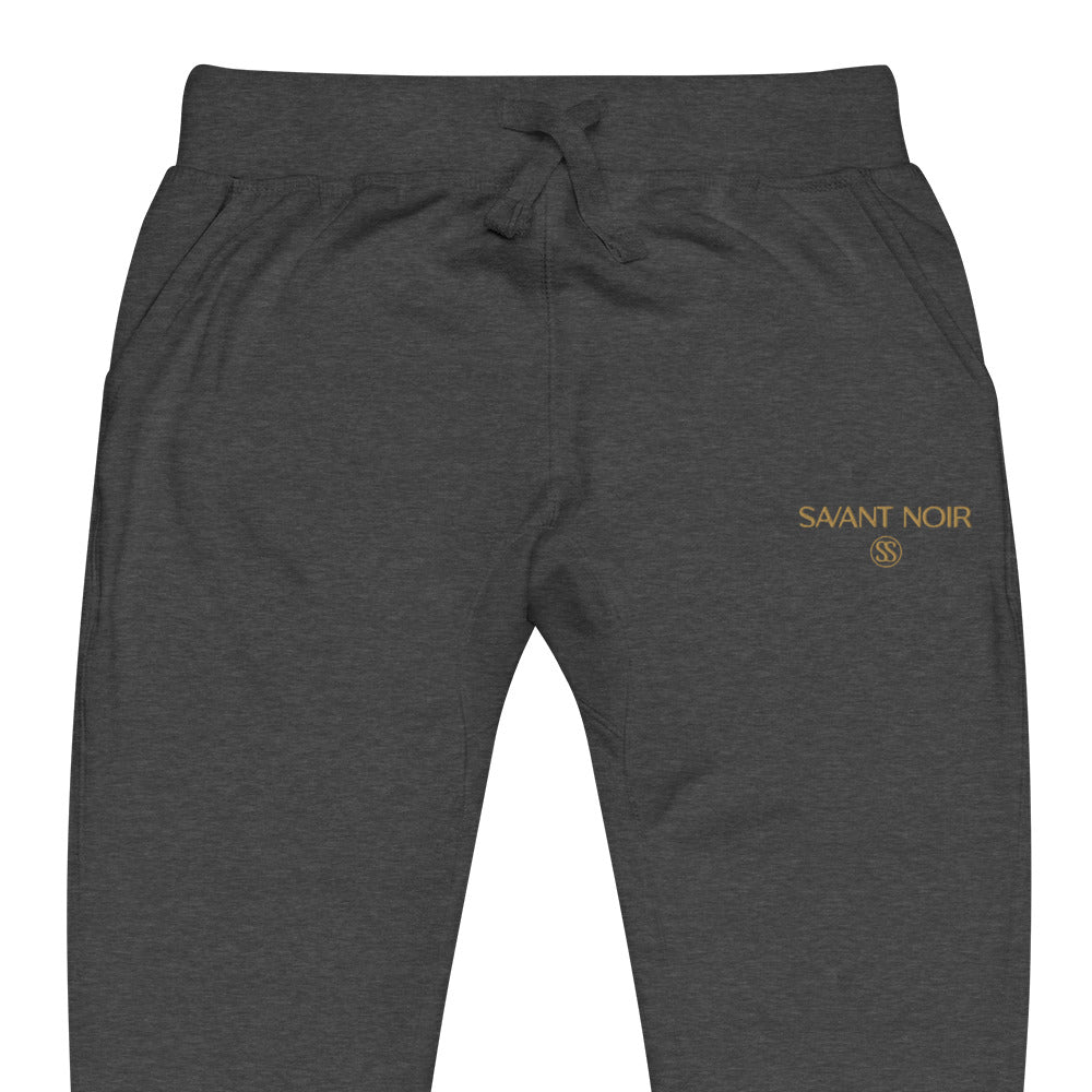 SAVANT NOIR refined modern essentials pants in dark gray with logo and drawstring waist