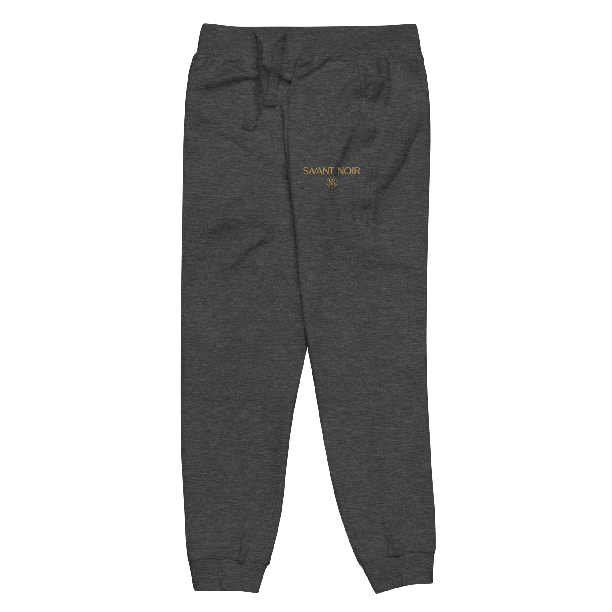 SAVANT NOIR dark gray refined modern essentials pants with drawstring waist and cuffed ankles
