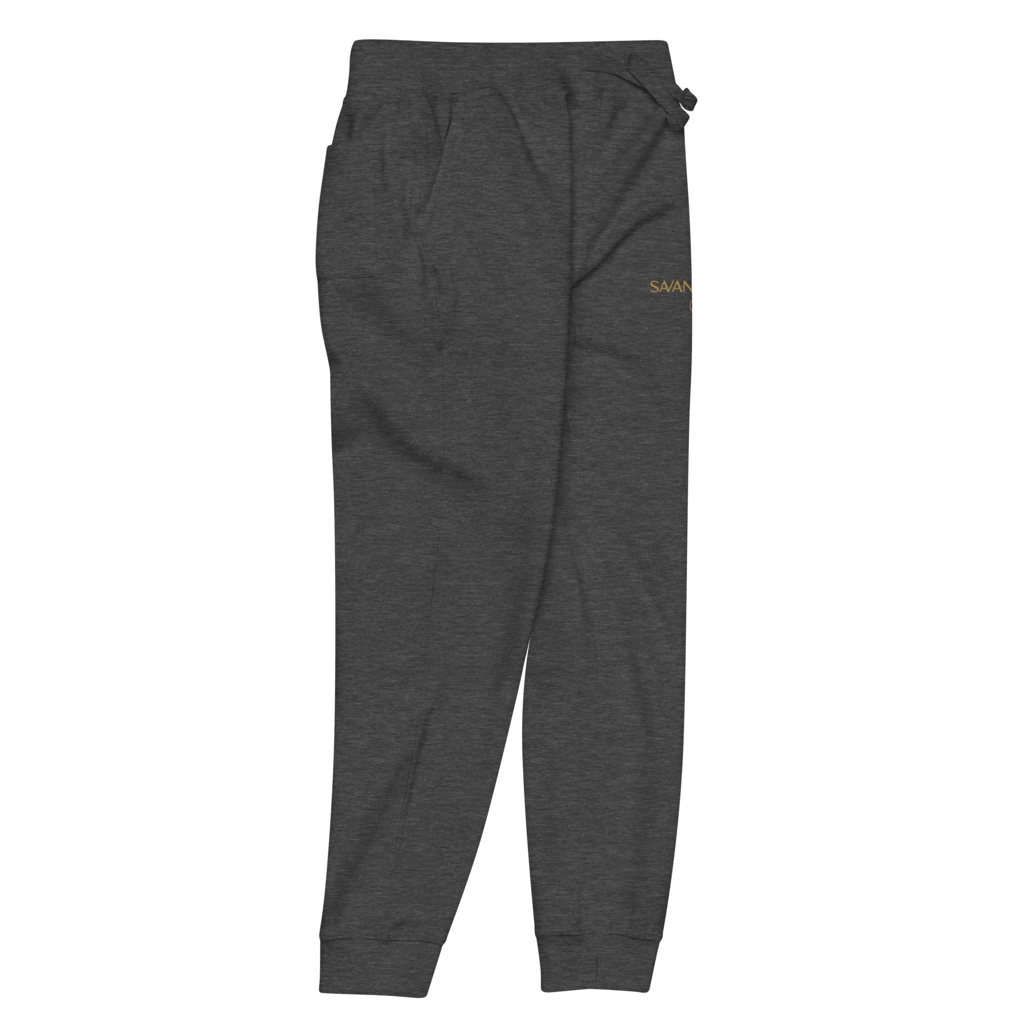 SAVANT NOIR charcoal jogger style refined modern essentials pants with elastic cuffs and drawstring waist