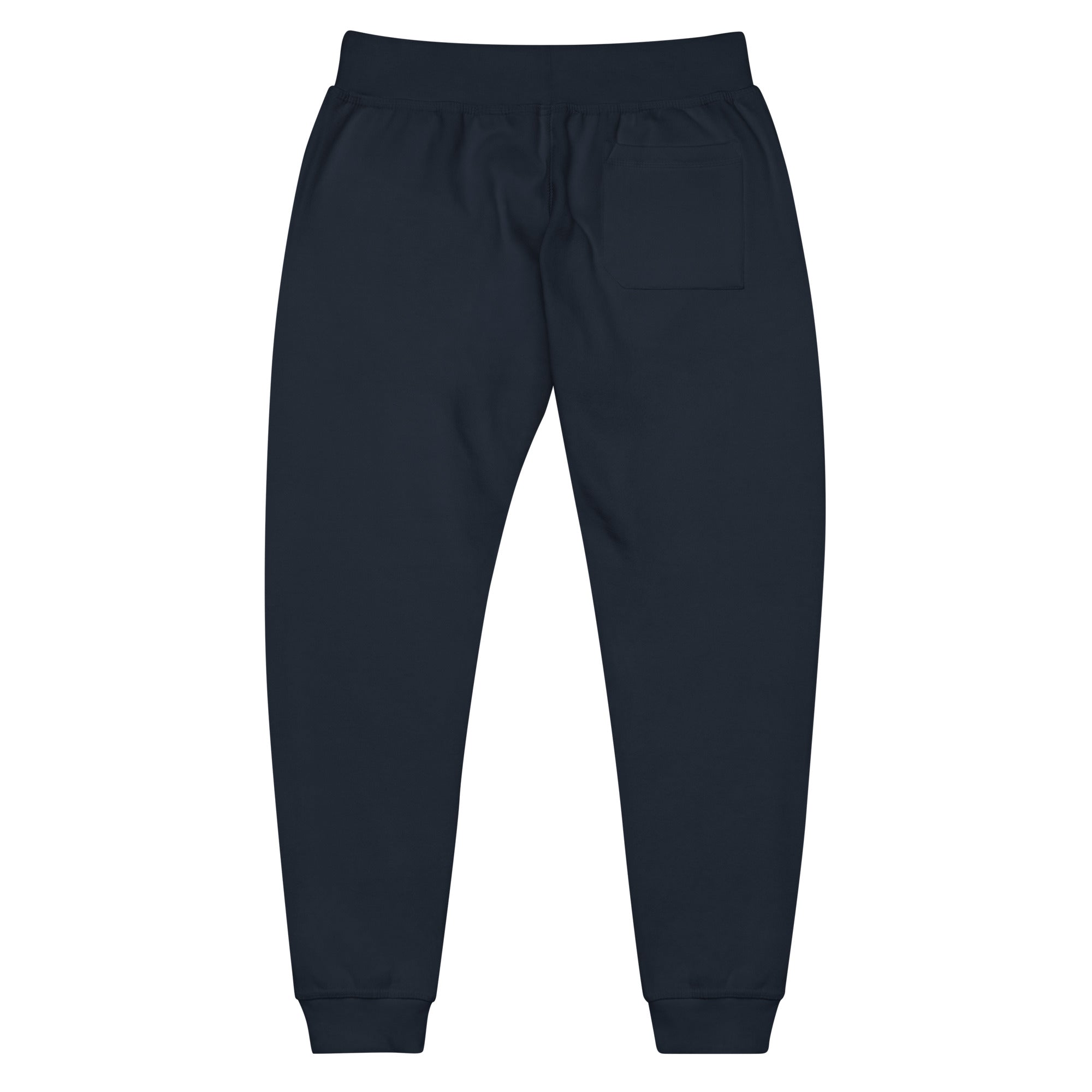 SAVANT NOIR refined modern essentials pants in black shown from the back with an elastic waistband and single pocket