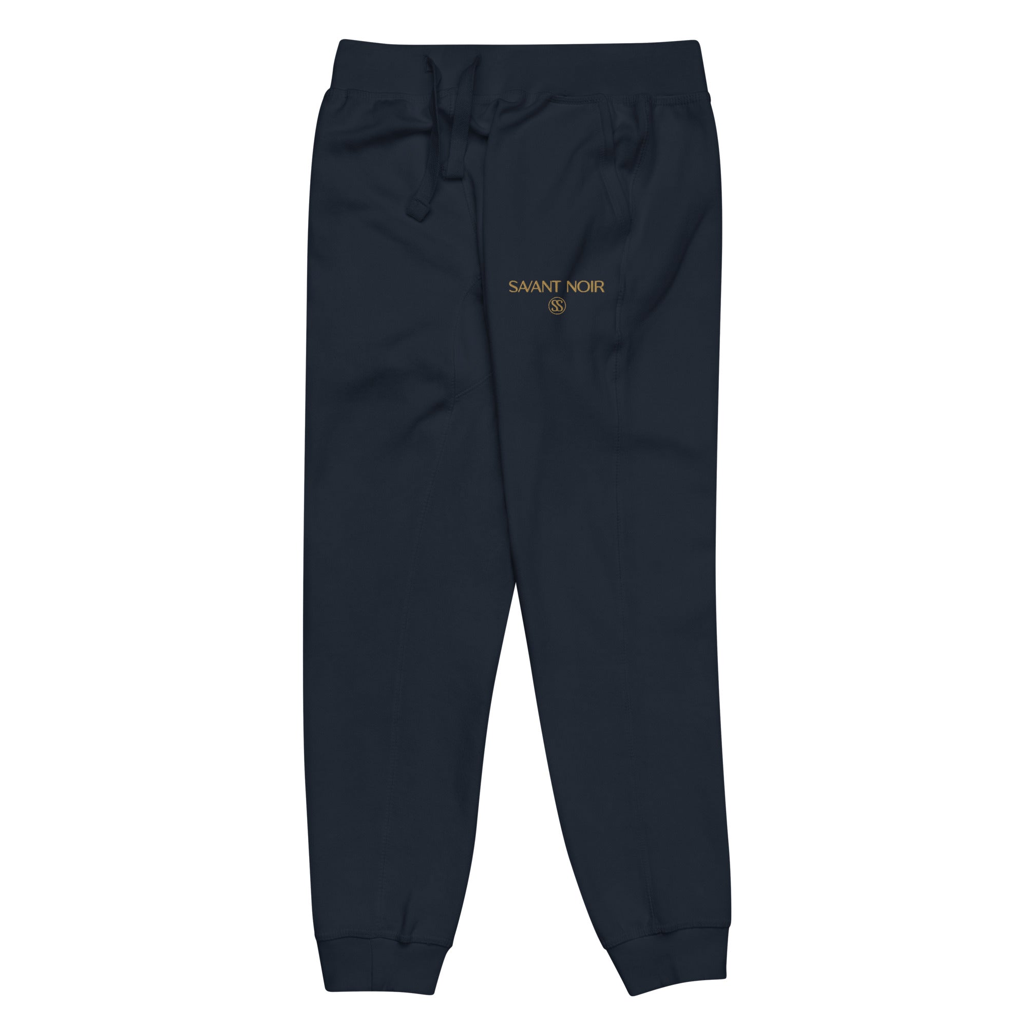 SAVANT NOIR refined modern essentials pants in black with drawstring waist and cuffed ankles