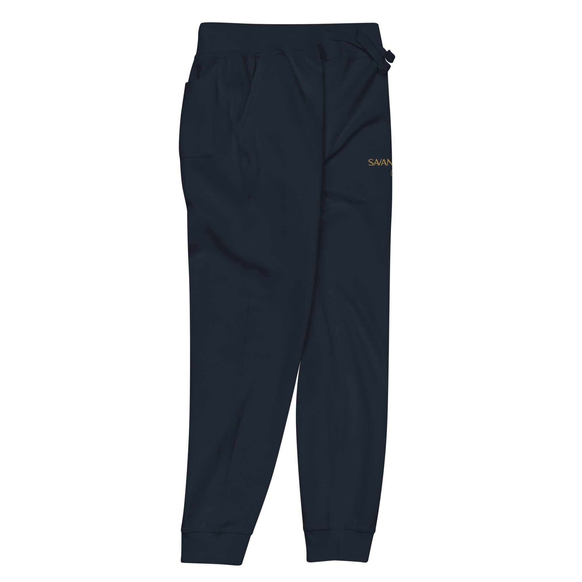 SAVANT NOIR refined modern essentials pants in black with side pockets and elastic cuffs