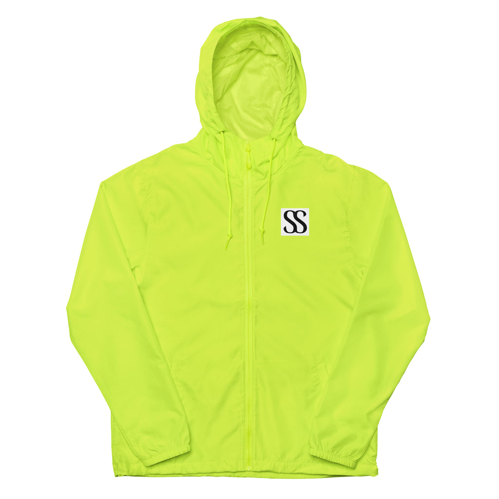 SAVANT NOIR bright yellow luxury unisex windbreaker with hood and front zipper