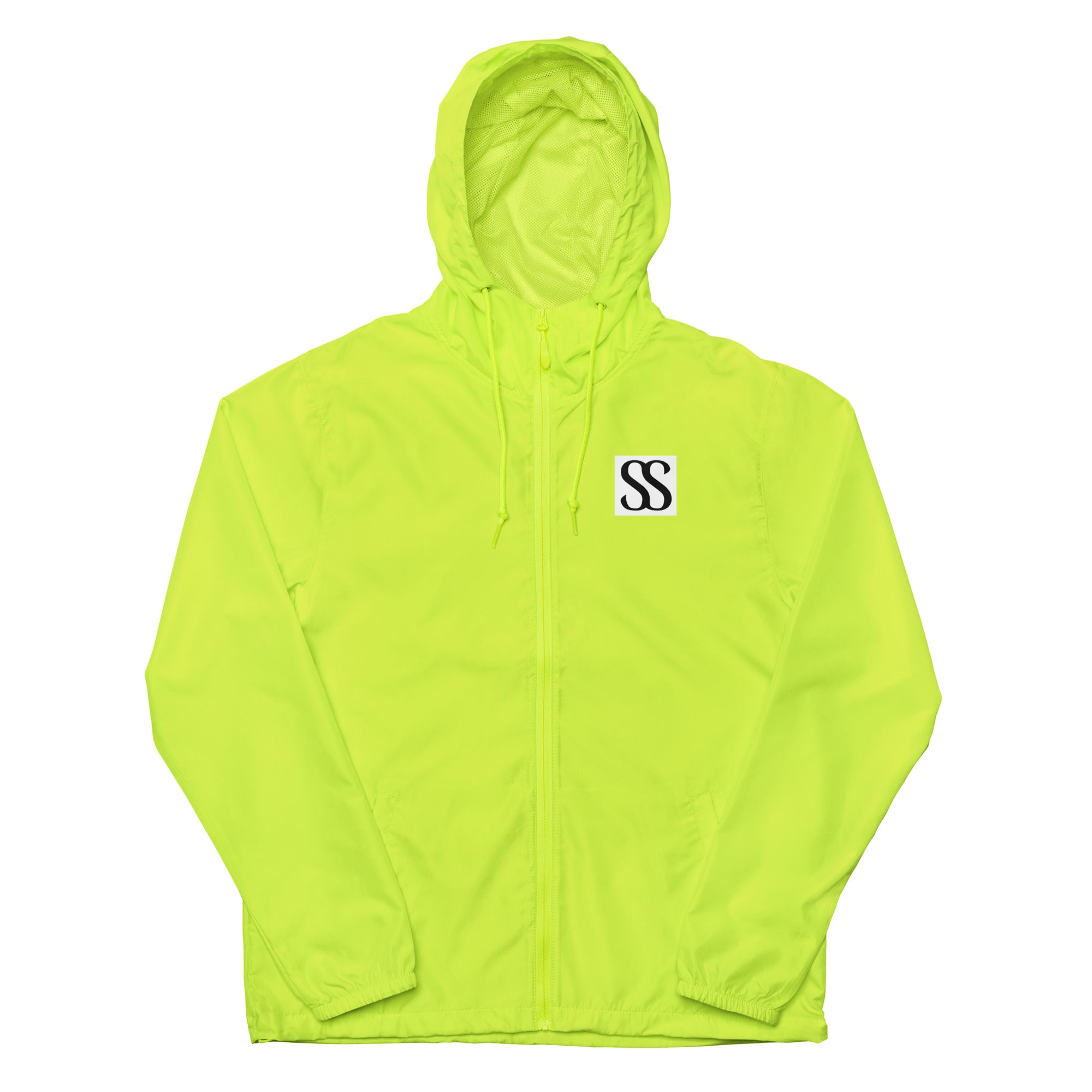 SAVANT NOIR bright yellow luxury unisex windbreaker with hood and front zipper